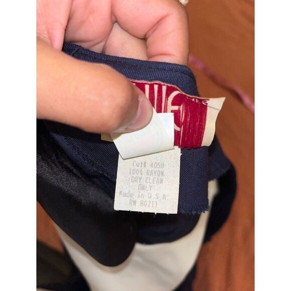 Katie MFG Vintage Y2K Navy Blue Short Sleeves Button Wrap-Style Midi Dress Wome - Picture 8 of 8